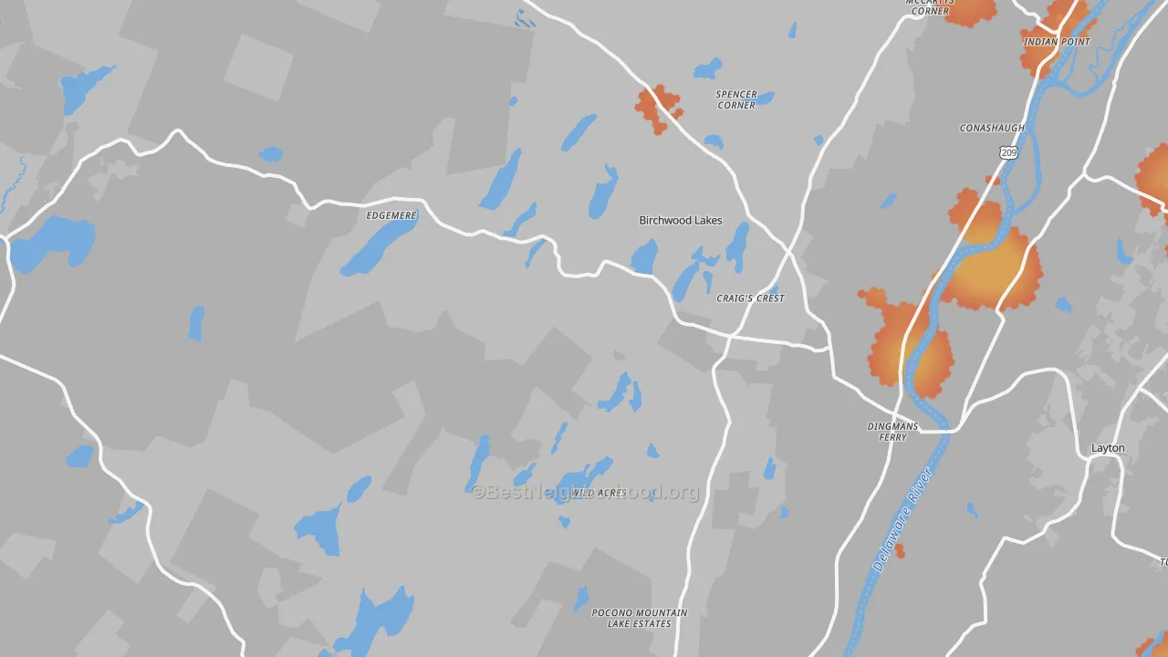 Bike Grade map of Dingmans Ferry, PA