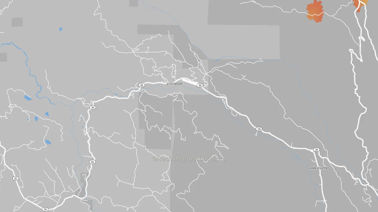Bike Grade map of Dinsmore, CA