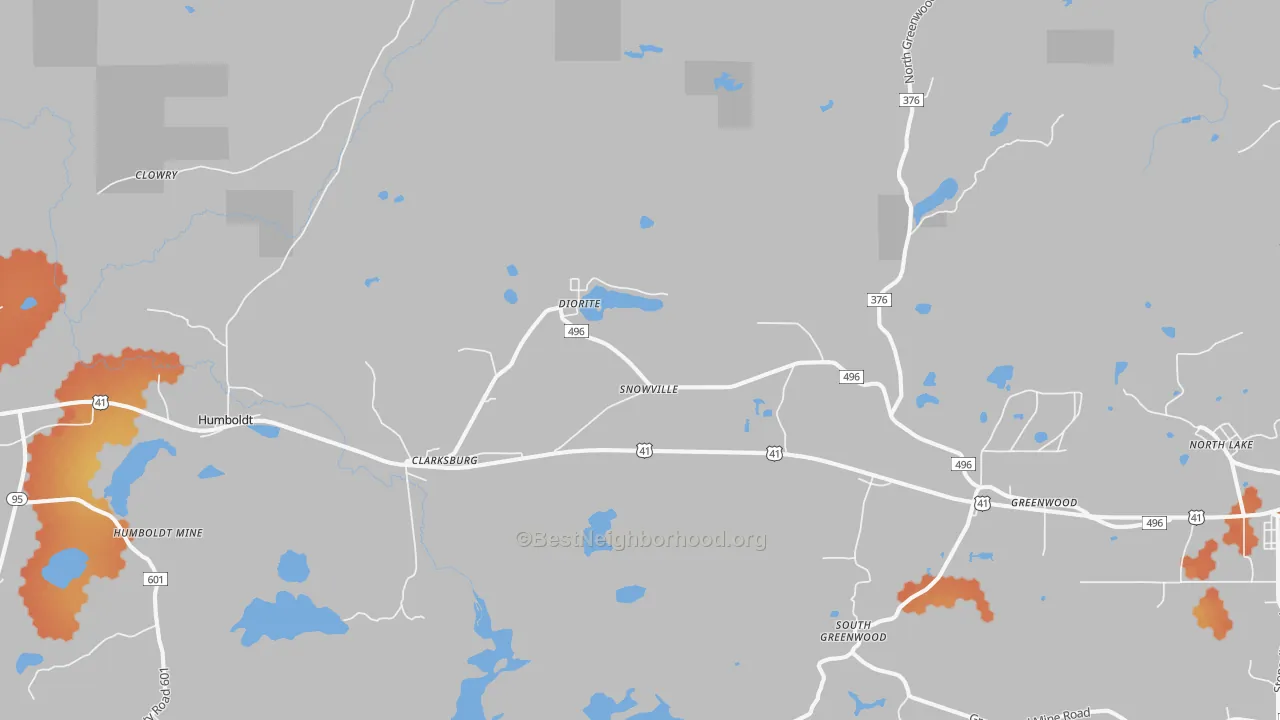 Bike Grade map of Diorite, MI