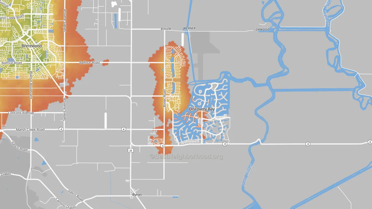 Bike Grade map of Discovery Bay, CA