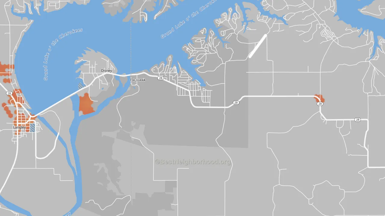 Bike Grade map of Disney, OK