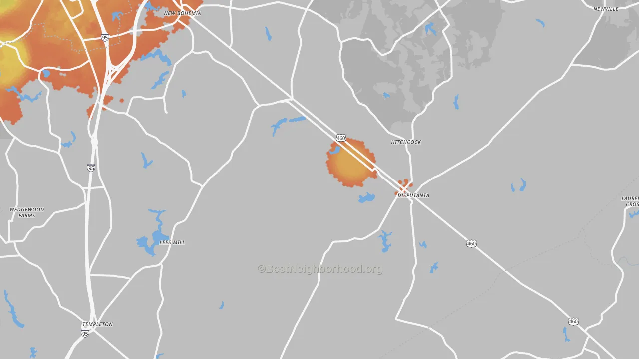 Bike Grade map of Disputanta, VA