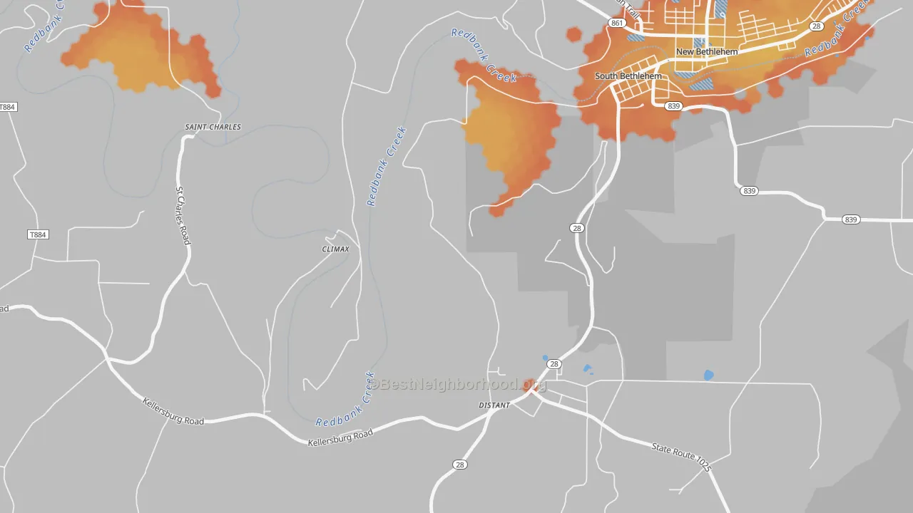 Bike Grade map of Distant, PA