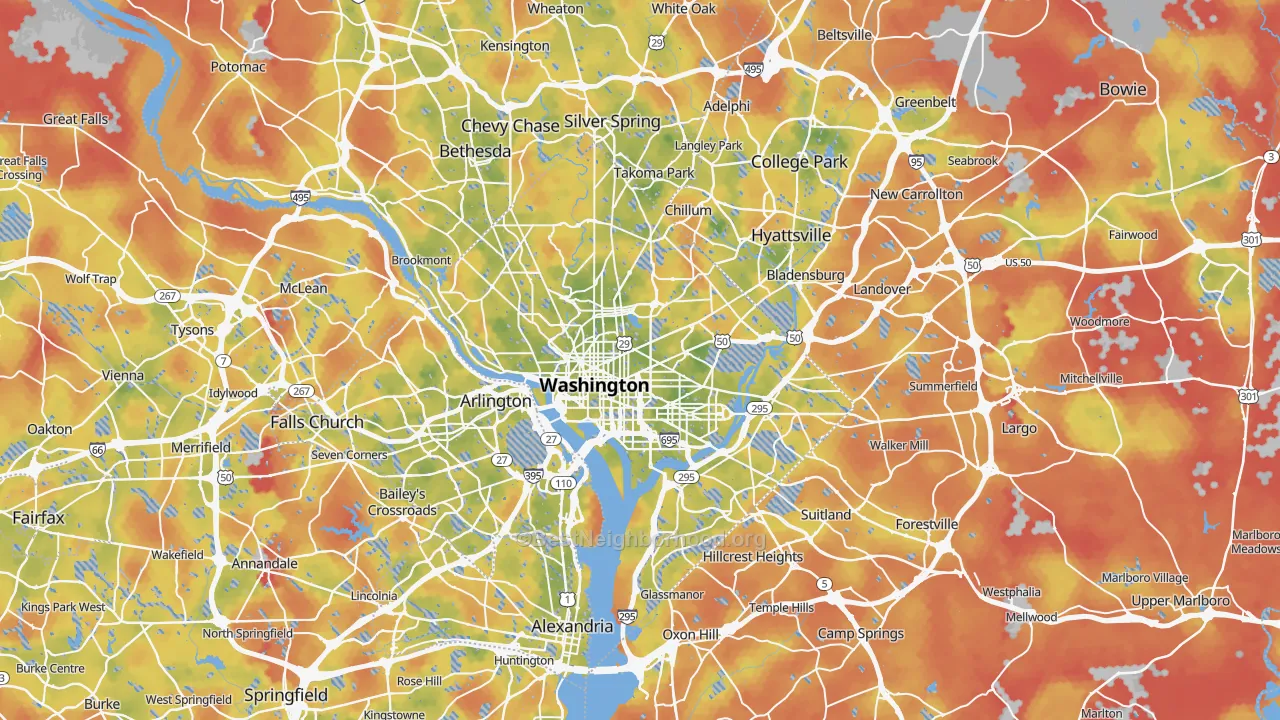 Bike Grade map of District of Columbia
