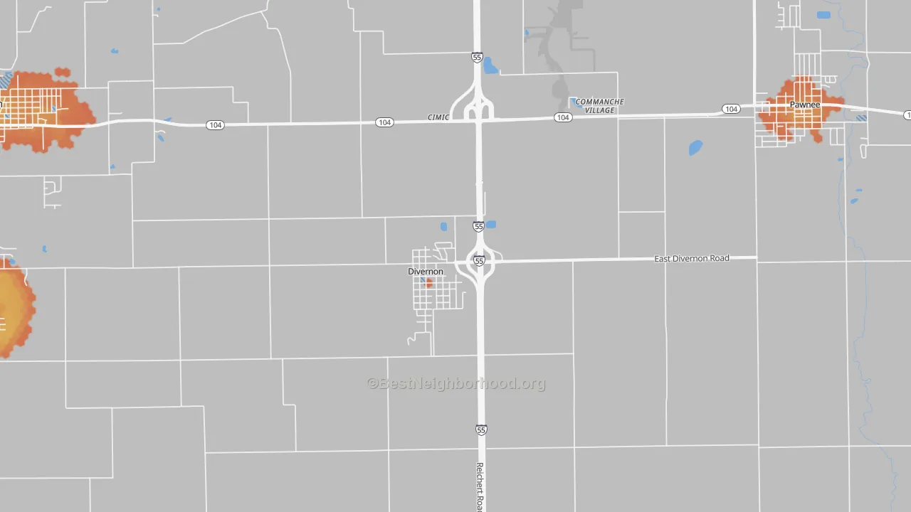 Bike Grade map of Divernon, IL