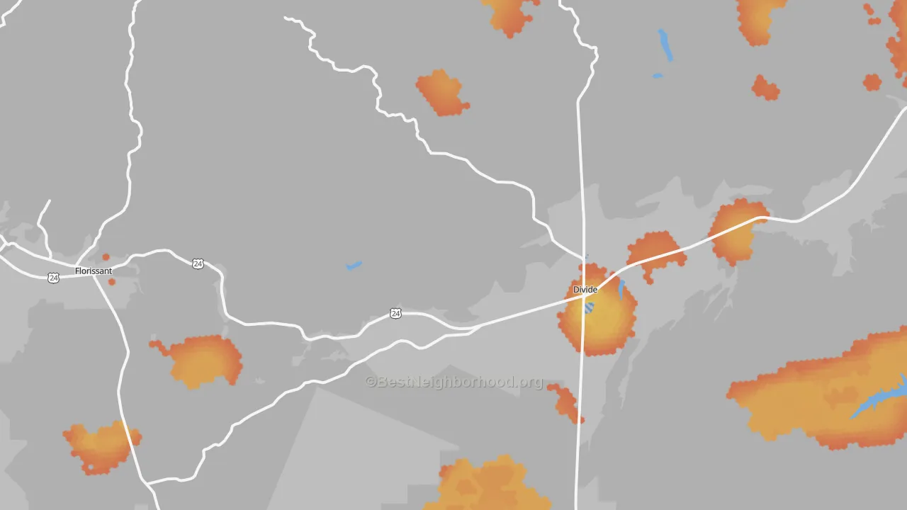 Bike Grade map of Divide, CO