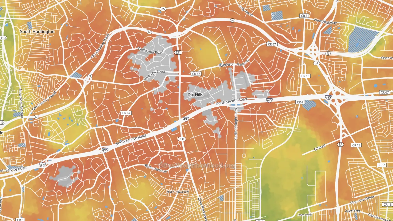 Bike Grade map of Dix Hills, NY