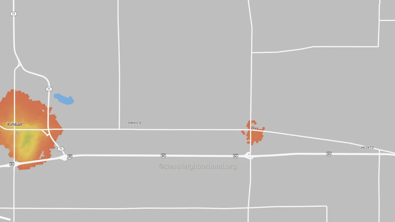 Bike Grade map of Dix, NE