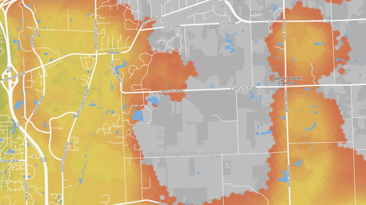 Bike Grade map of Dixboro, MI