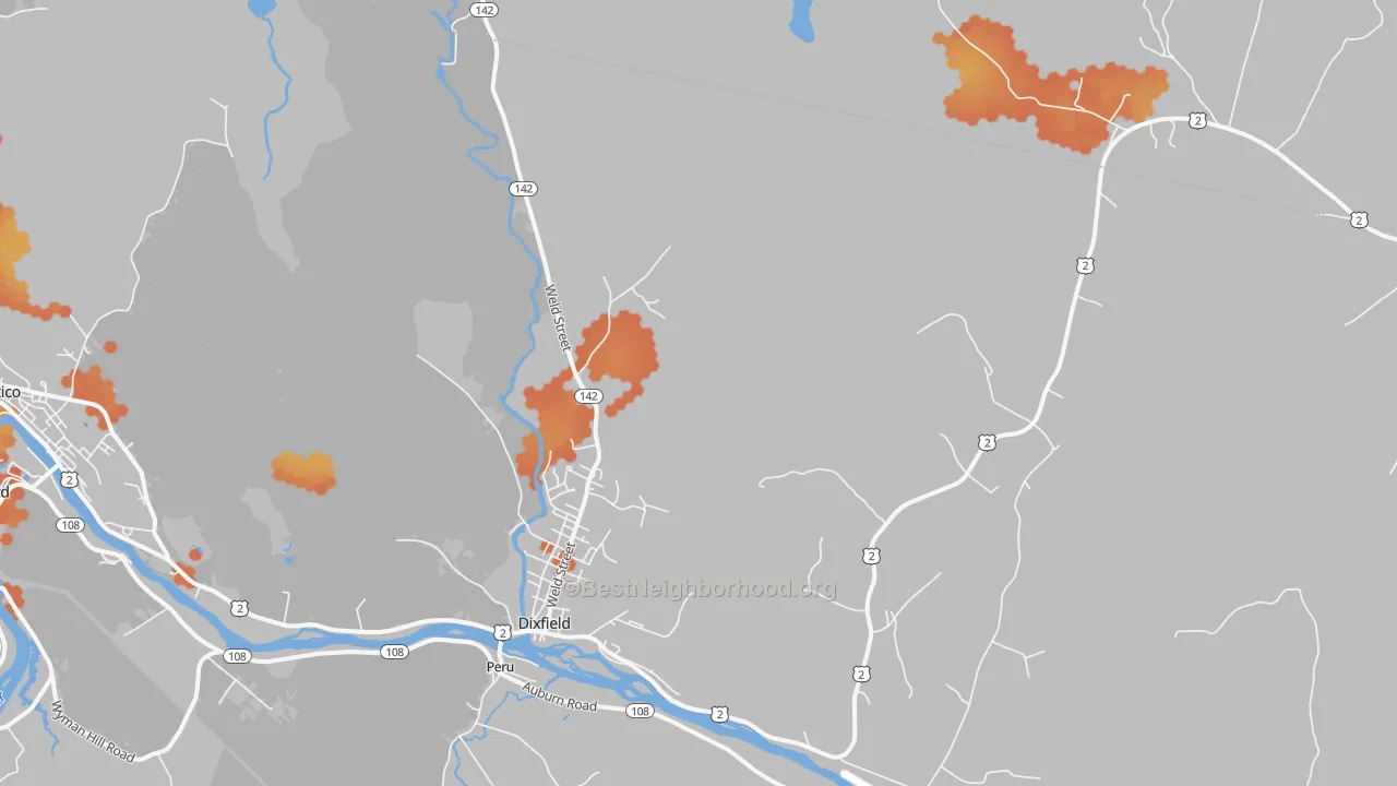 Bike Grade map of Dixfield, ME