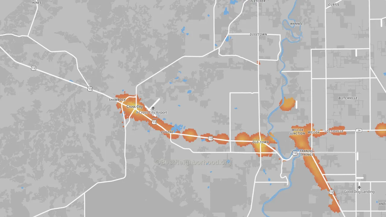 Bike Grade map of Dixie County, FL