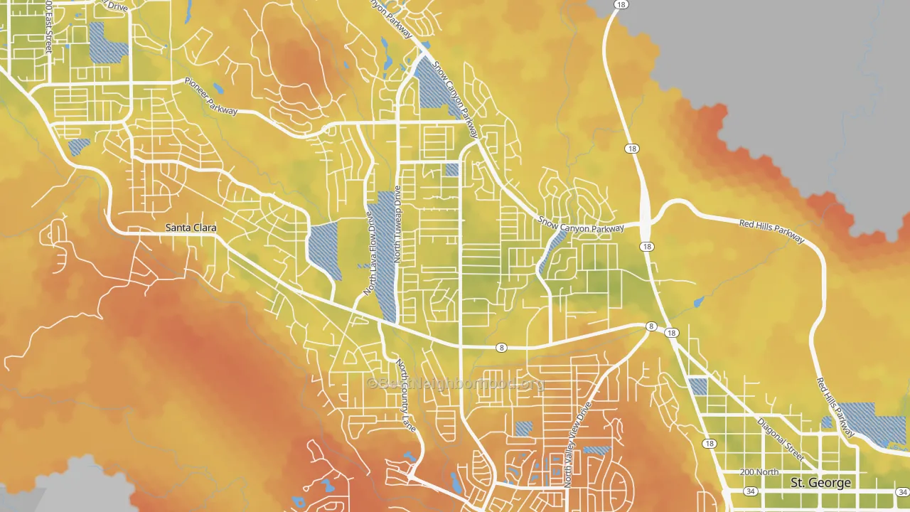 Bike Grade map of Dixie Downs, St. George, UT