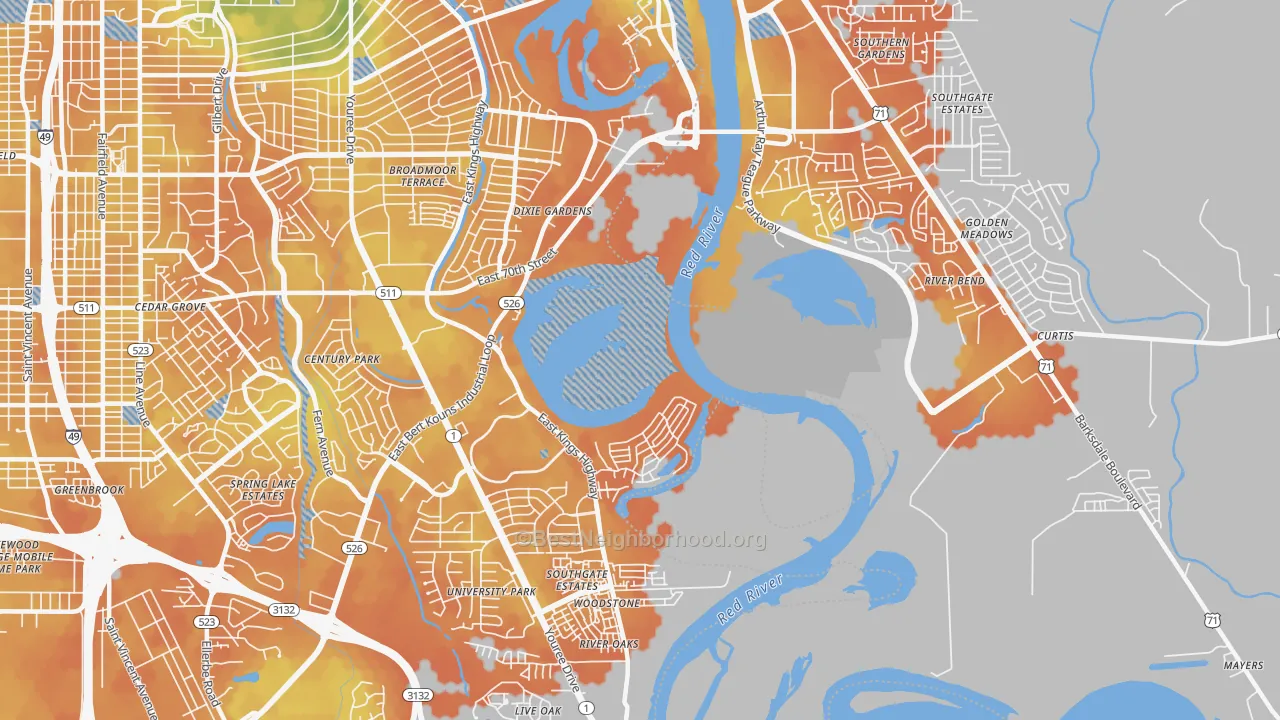 Bike Grade map of Dixie Gardens, LA