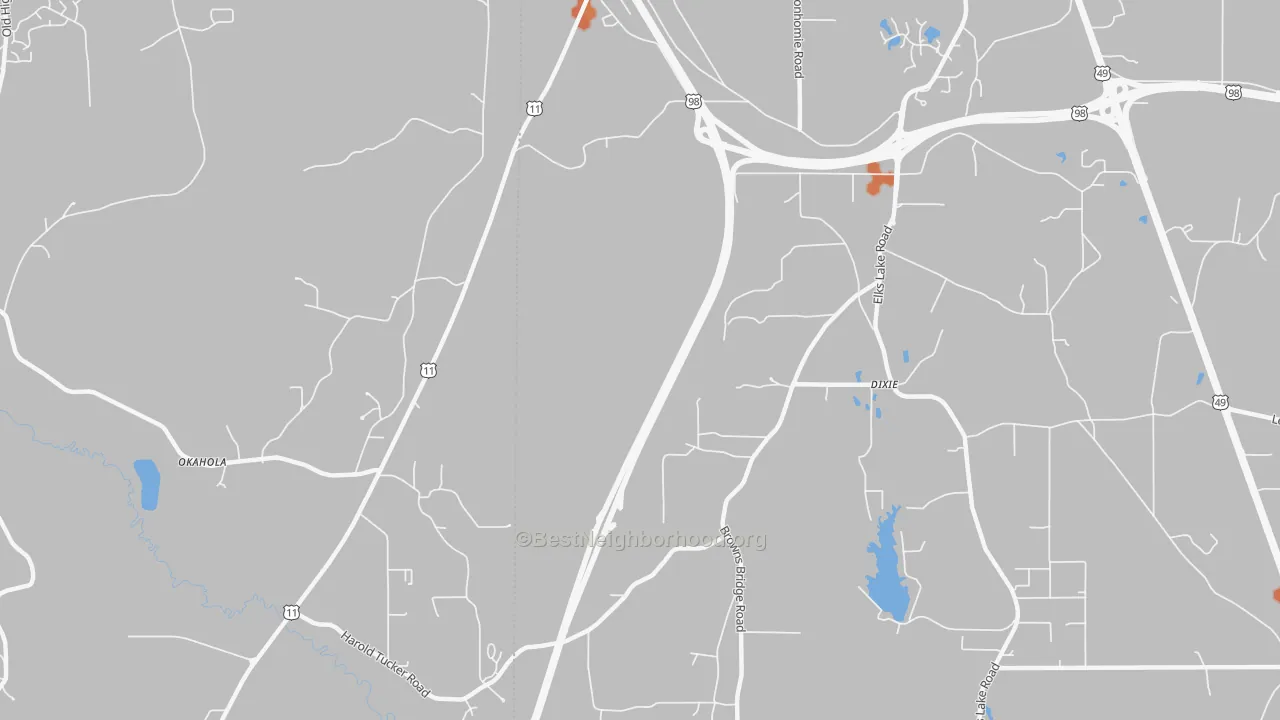 Bike Grade map of Dixie, MS
