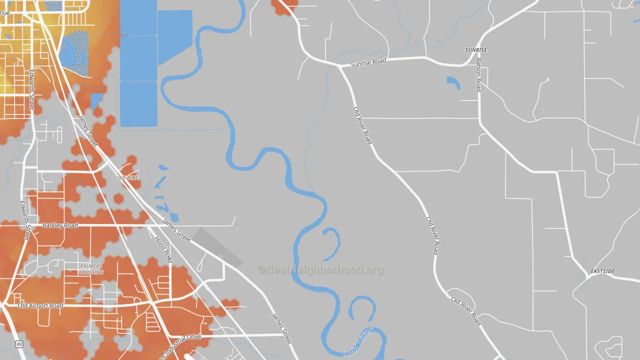 Bike Grade map of Dixie Pine, MS