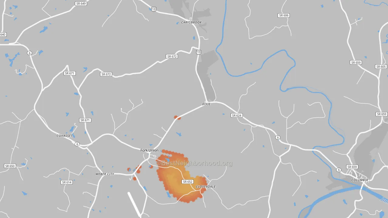 Bike Grade map of Dixie, VA