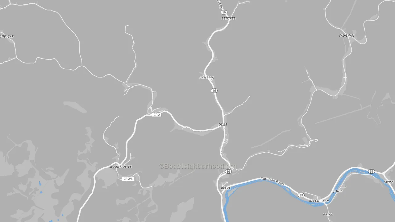 Bike Grade map of Dixie, WV