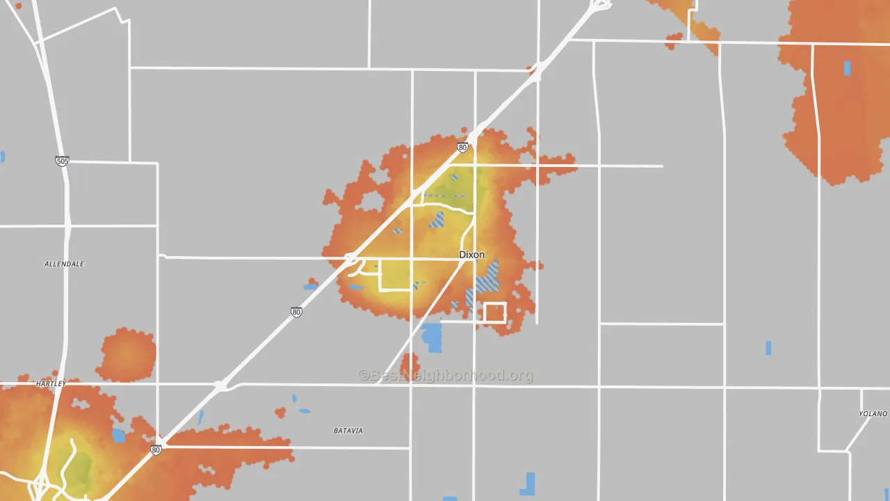 Bike Grade map of Dixon, CA