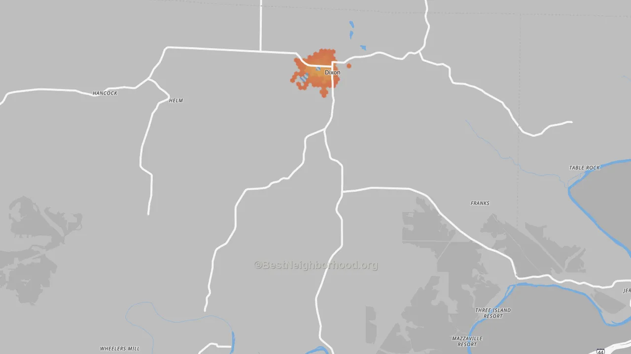 Bike Grade map of Dixon, MO
