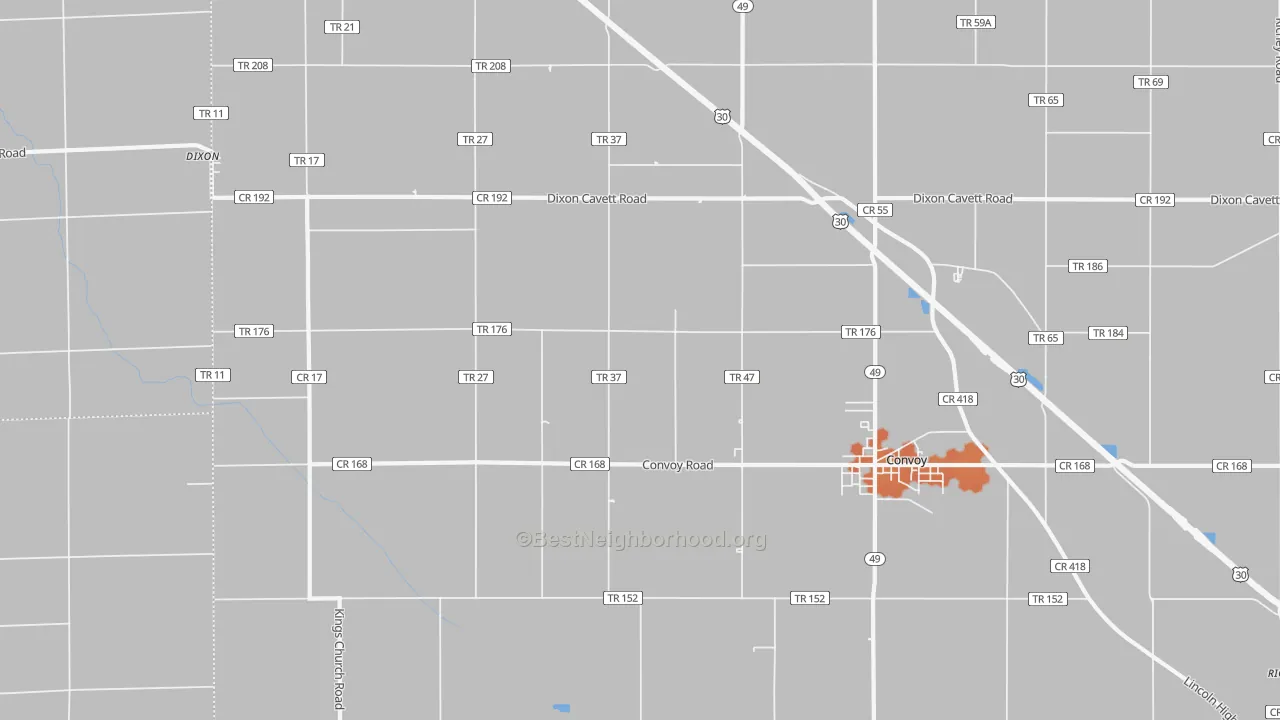 Bike Grade map of Dixon, OH