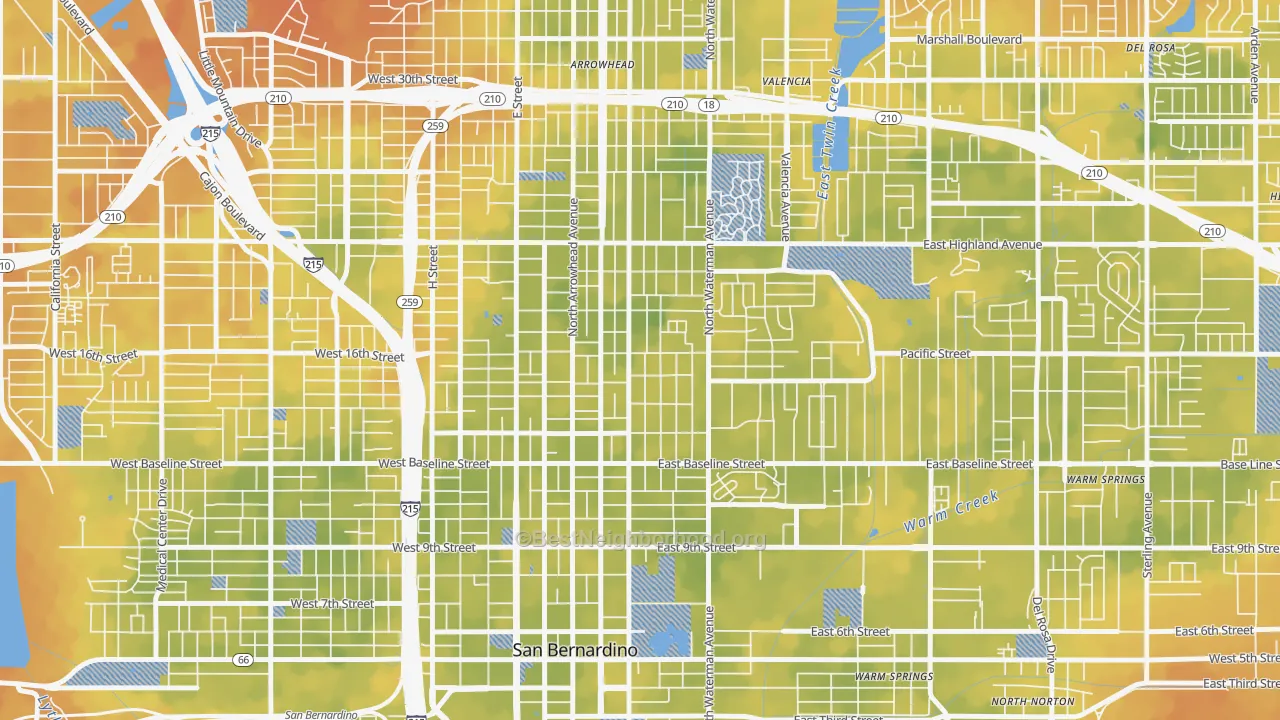 Bike Grade map of DMV, San Bernardino, CA