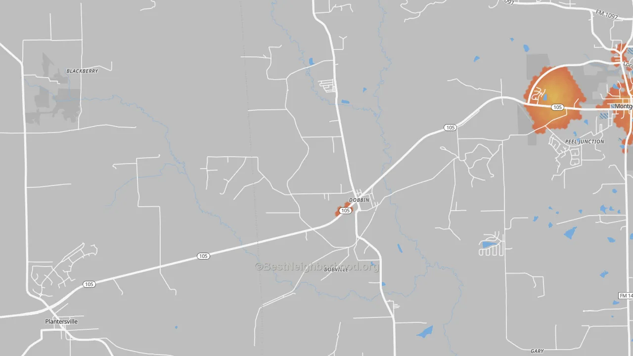 Bike Grade map of Dobbin, TX