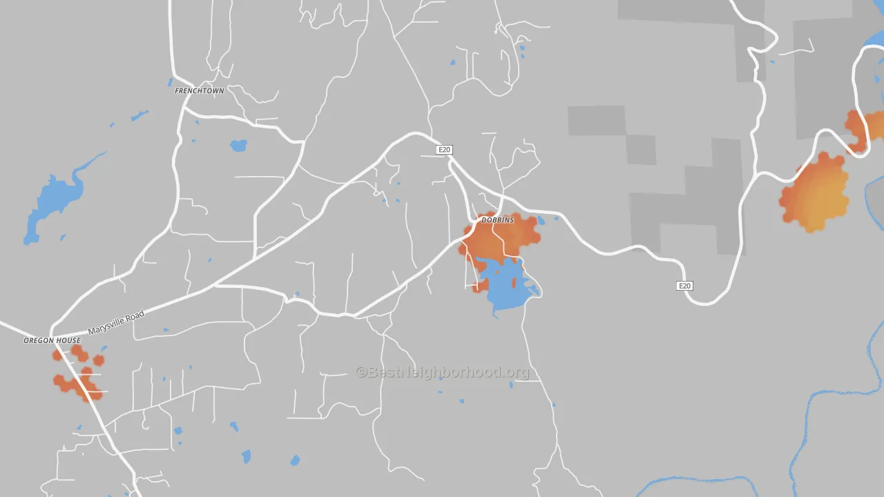 Bike Grade map of Dobbins, CA