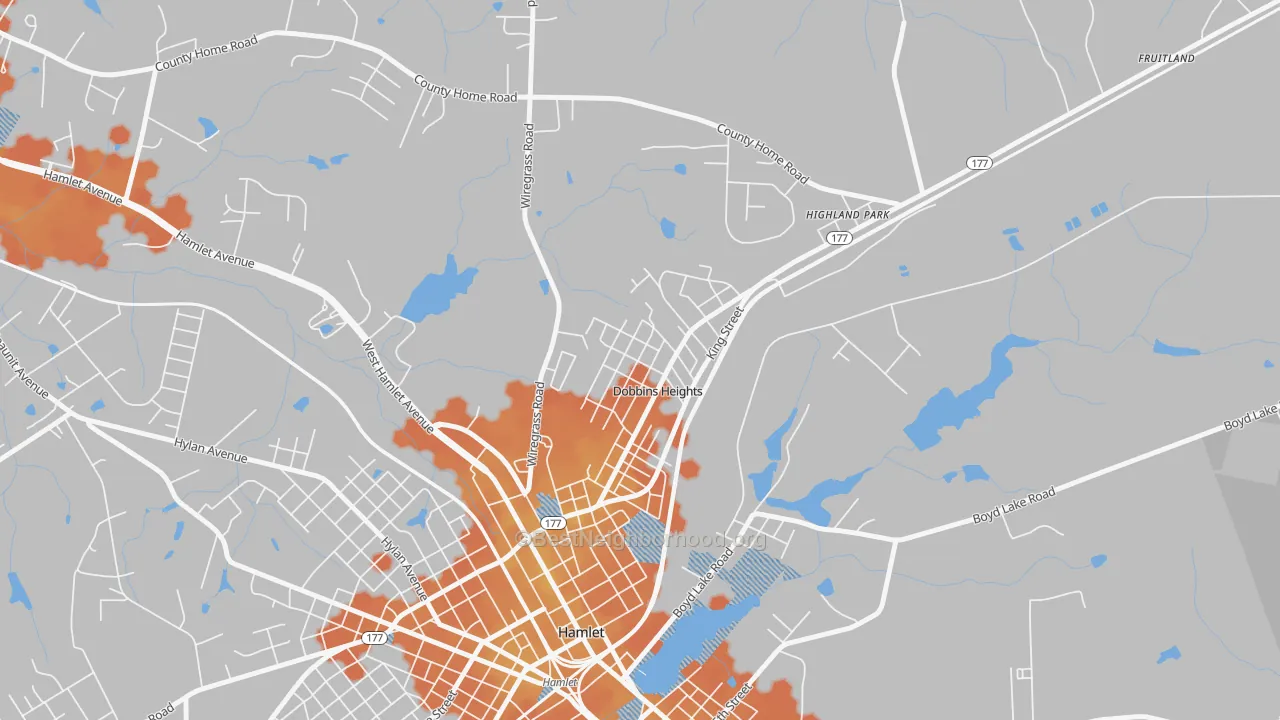 Bike Grade map of Dobbins Heights, NC
