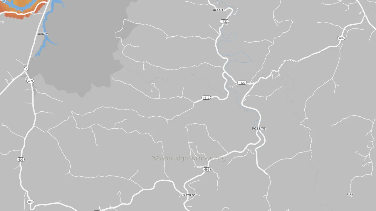 Bike Grade map of Dobbins, KY