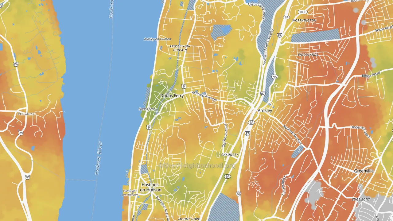 Bike Grade map of Dobbs Ferry, NY