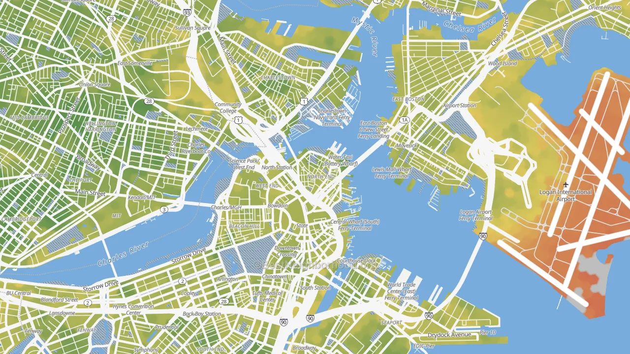 Bike Grade map of Dock Square, Boston, MA