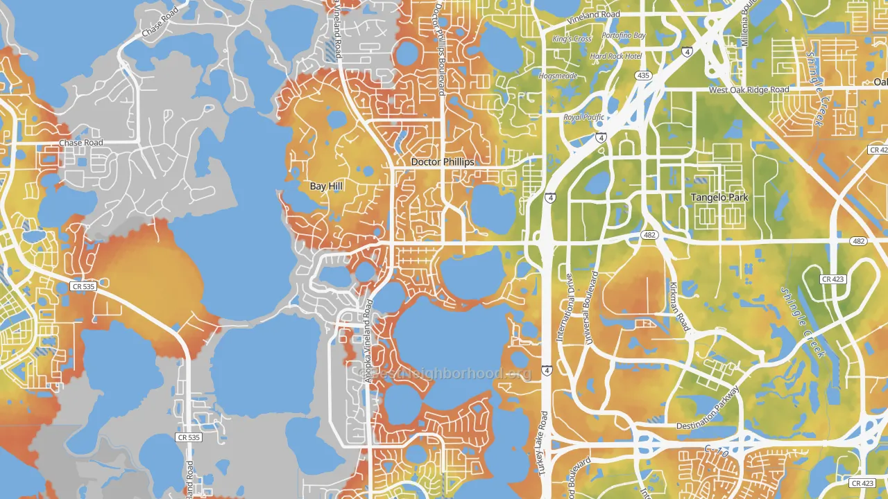Bike Grade map of Doctor Phillips, FL