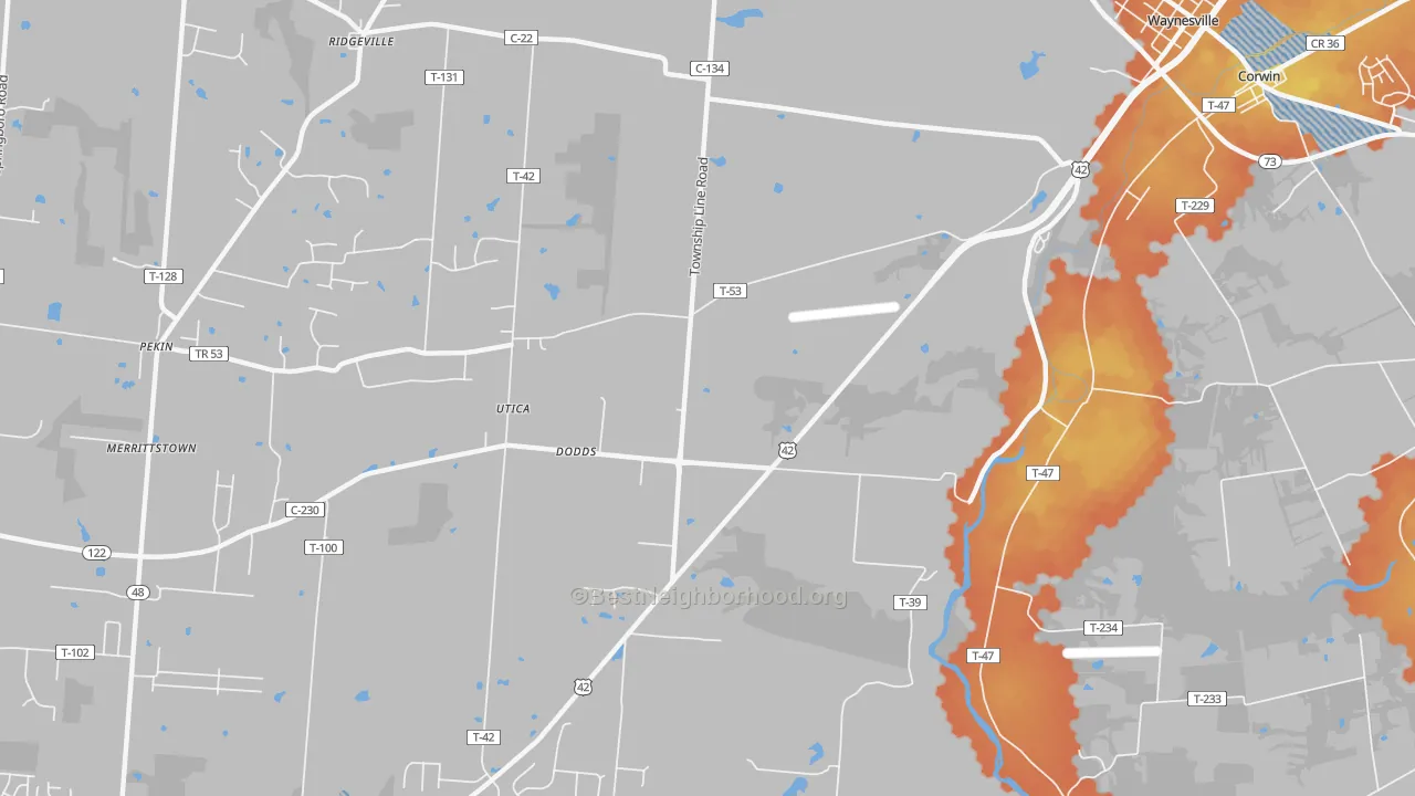Bike Grade map of Dodds, OH