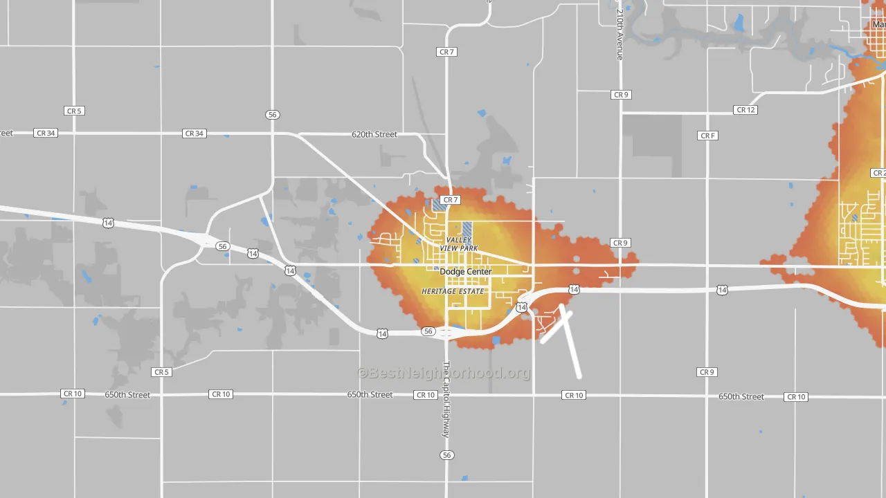 Bike Grade map of Dodge Center, MN