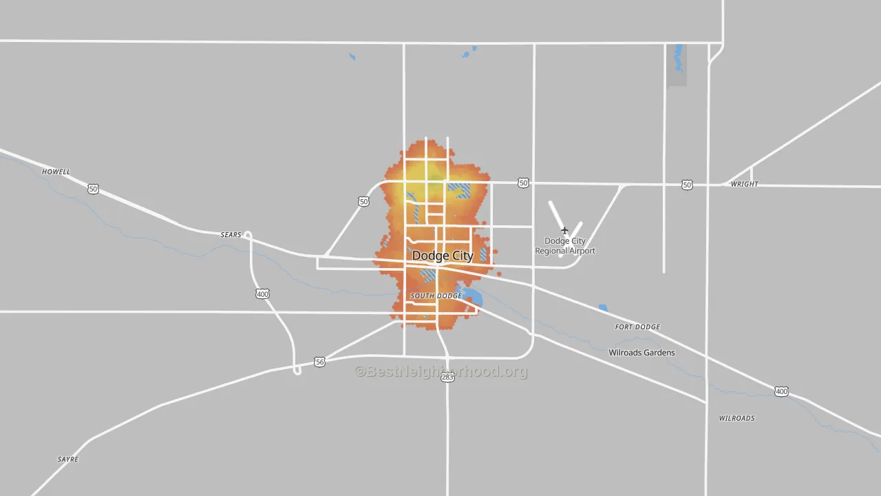 Bike Grade map of Dodge City, KS