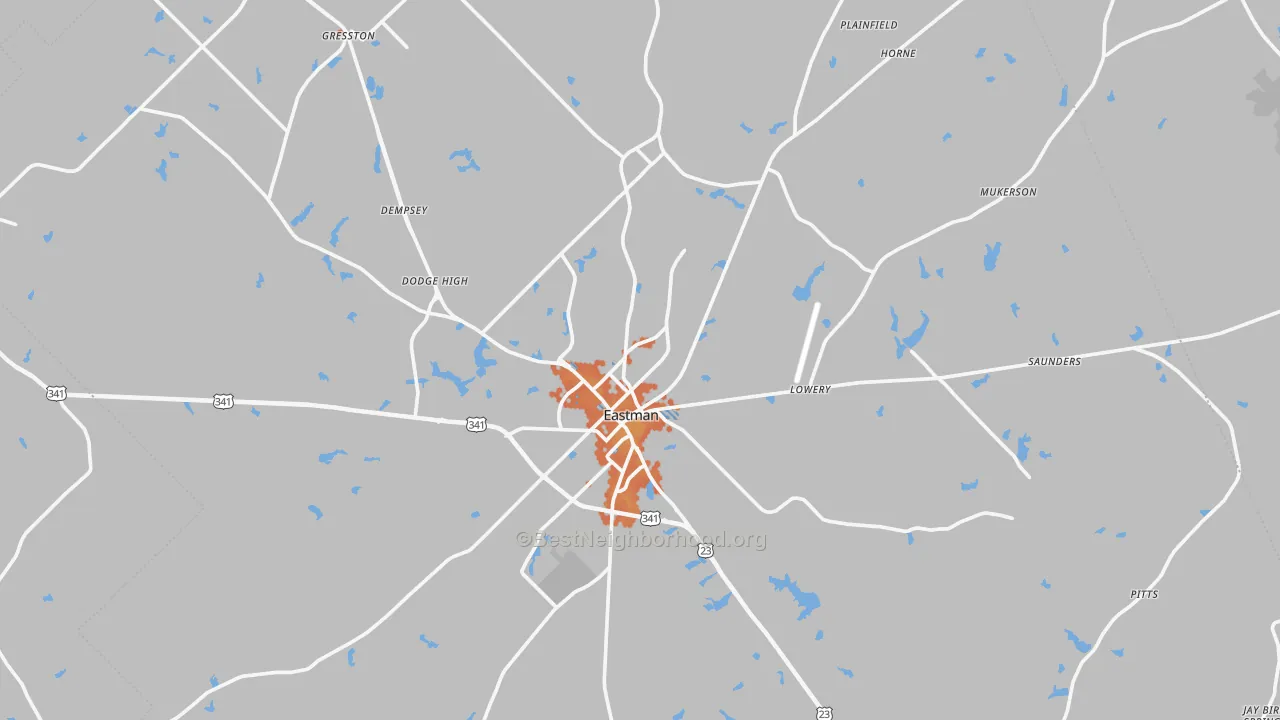 Bike Grade map of Dodge County, GA
