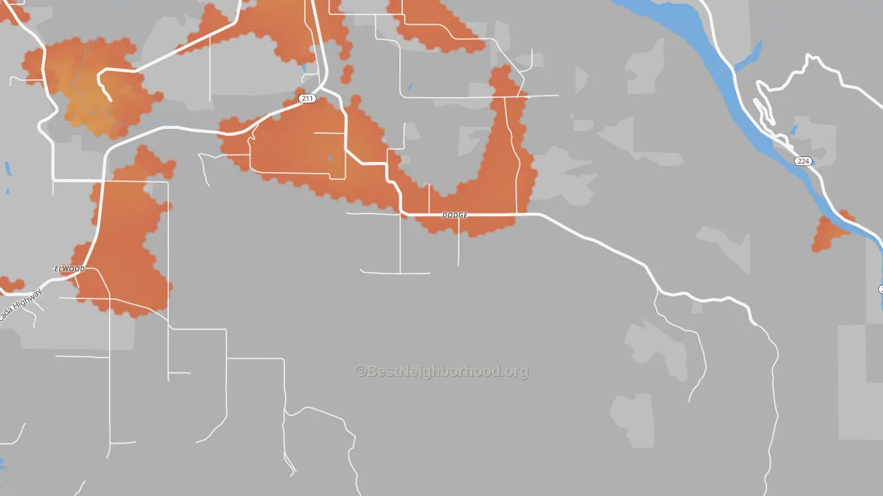 Bike Grade map of Dodge, OR