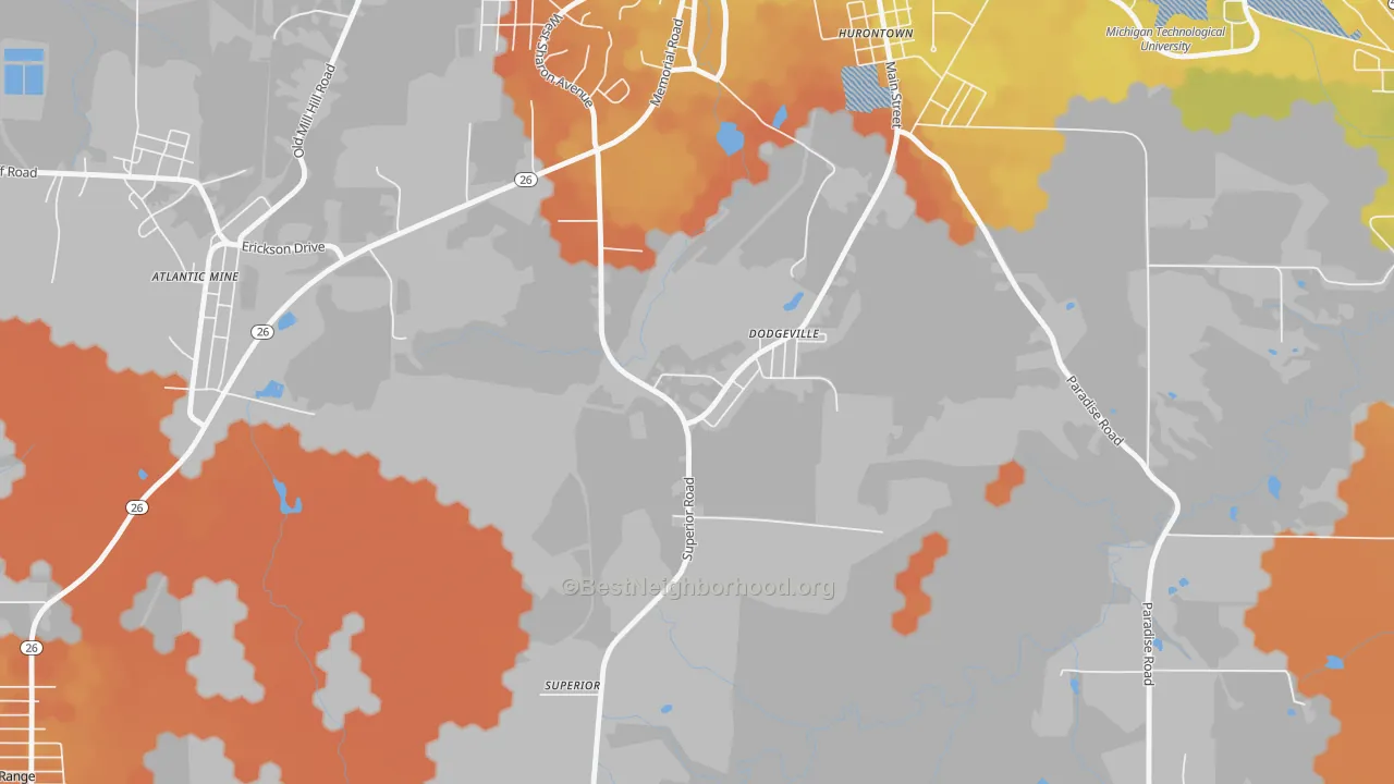 Bike Grade map of Dodgeville, MI
