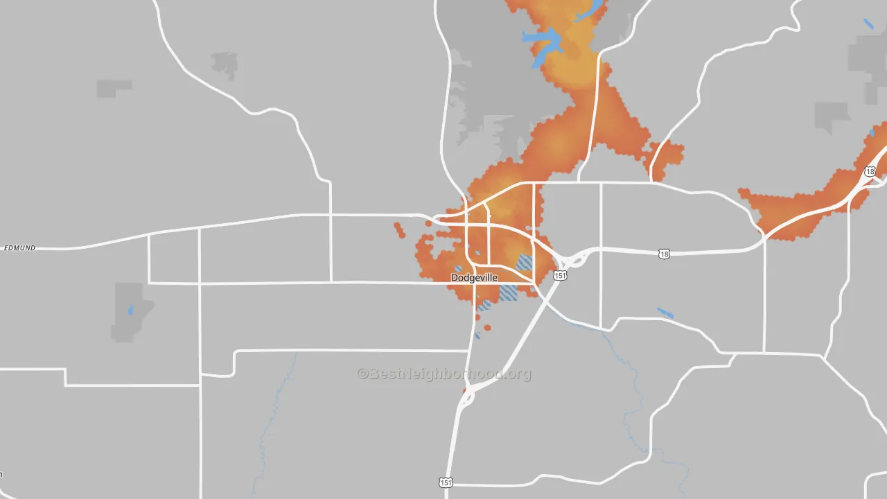 Bike Grade map of Dodgeville, WI