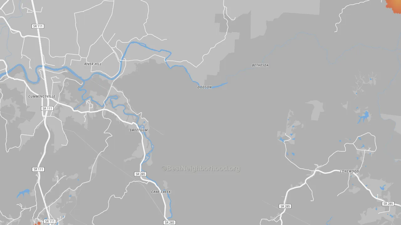 Bike Grade map of Dodson, TN
