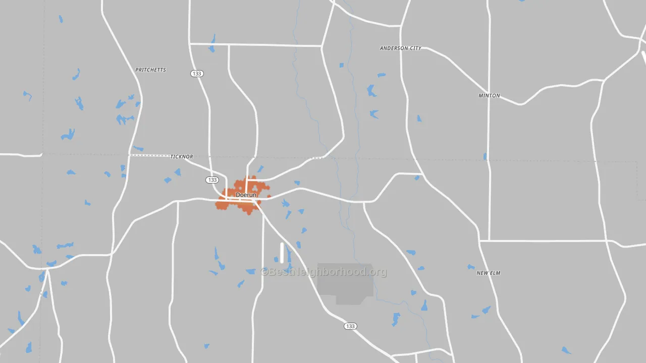 Bike Grade map of Doerun, GA