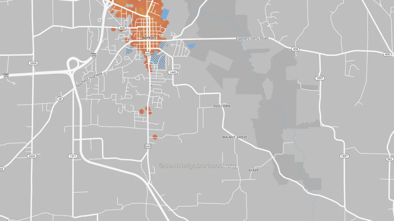 Bike Grade map of Dogtown, KY