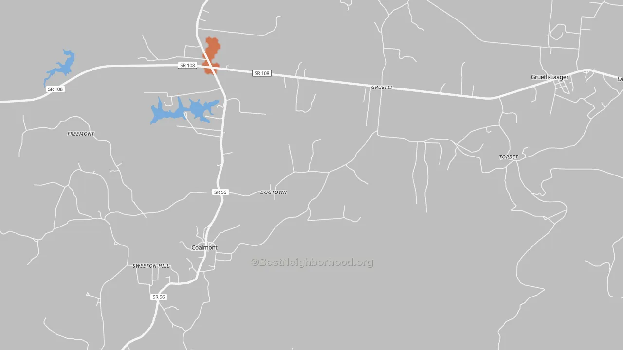 Bike Grade map of Dogtown, TN