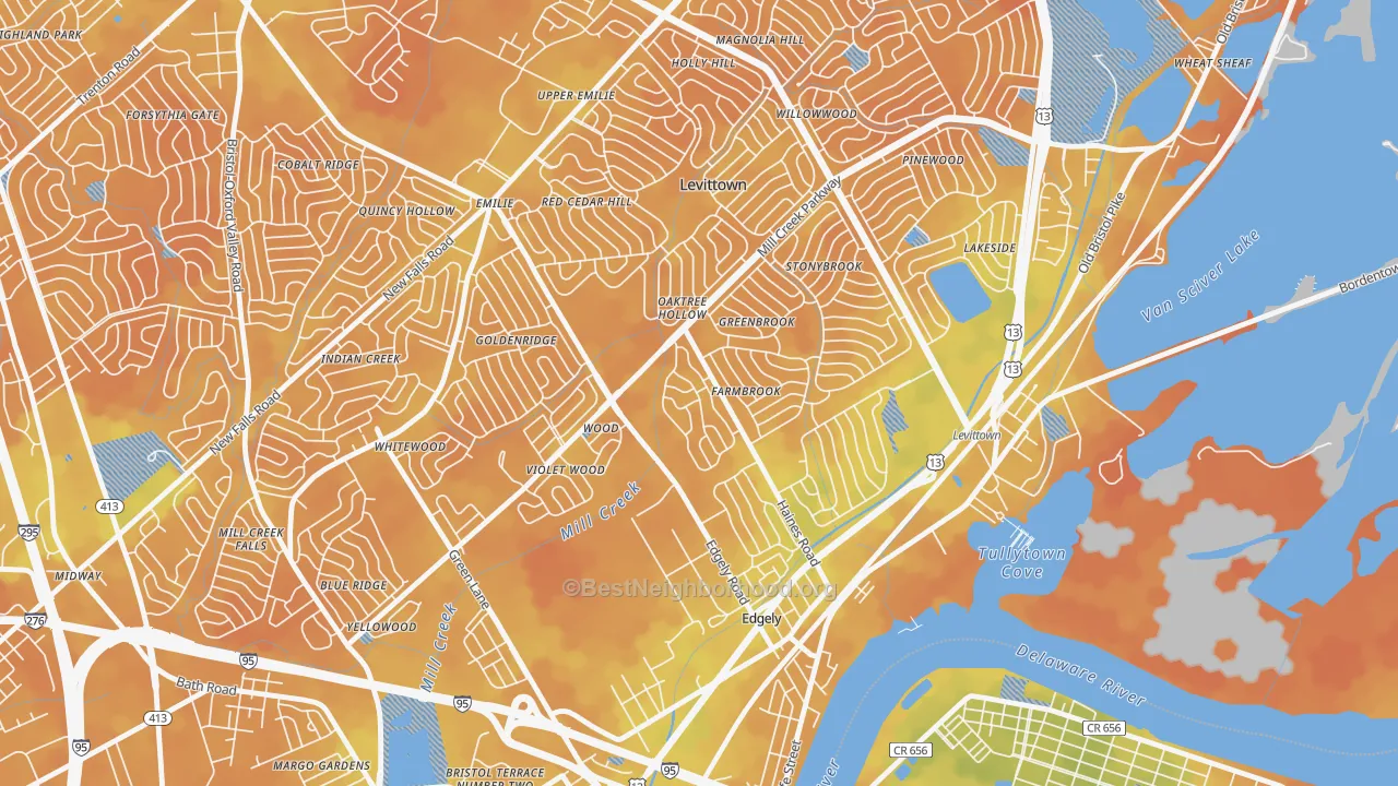 Bike Grade map of Dogwood Hollow, Levittown, PA