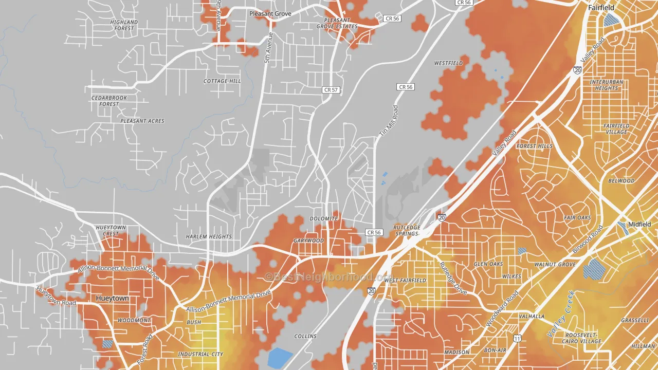 Bike Grade map of Dolomite, AL