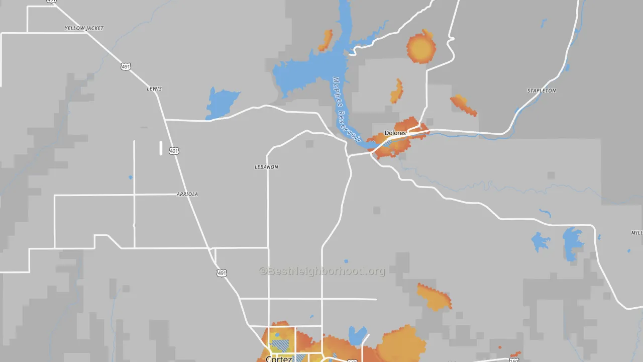 Bike Grade map of Dolores, CO