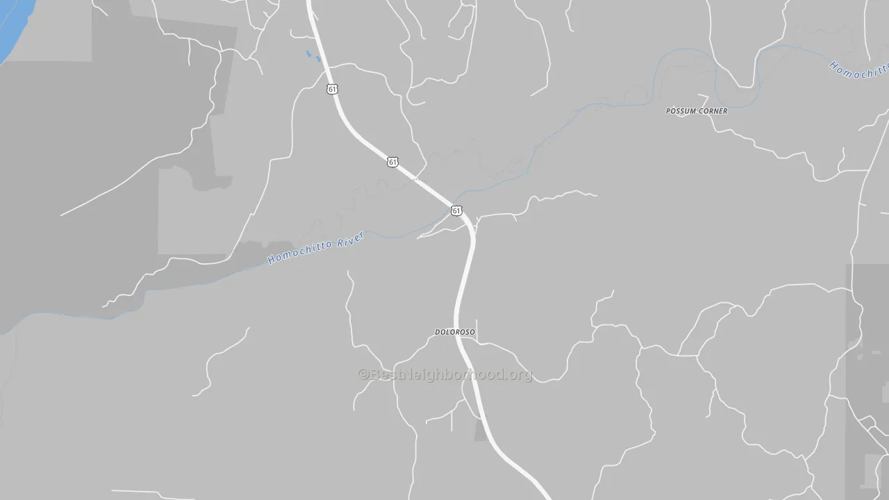 Bike Grade map of Doloroso, MS