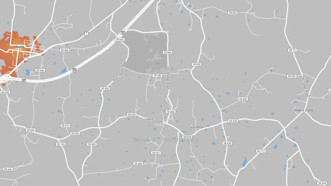 Bike Grade map of Dolphin, VA