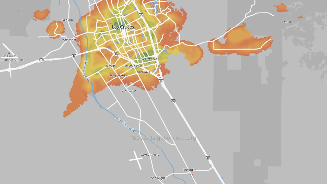Bike Grade map of Dona Ana County, NM
