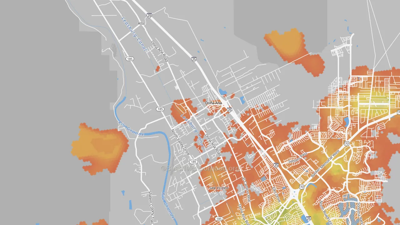 Bike Grade map of Dona Ana, NM